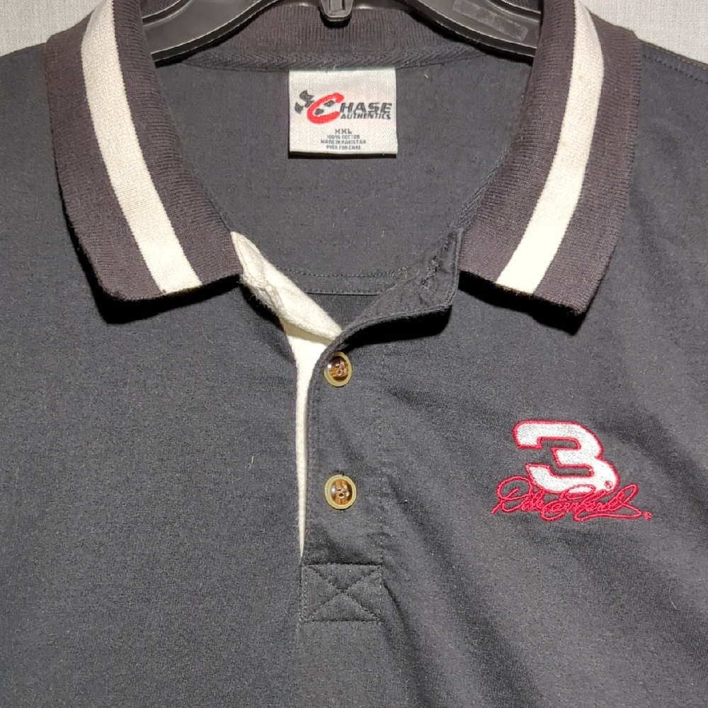 VTG Chase Authentics Dale Earnhardt #3 NASCAR Black‎ White Polo Shirt XXL